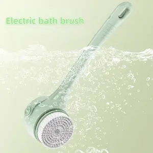 New Electric Bath Brush, Multi-Functional Rotating Waterproof Long Handle Back Scrubber, Four Brushes Full Body Exfoliation Bath Brush