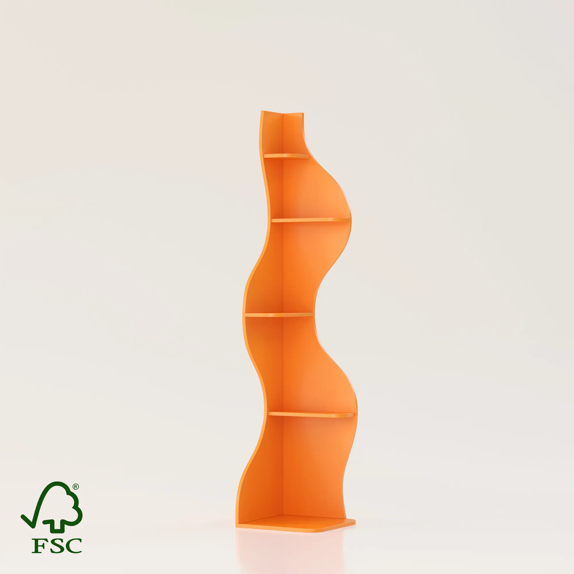 YOWOS  Wave Corner Bookshelf - 5-Tier Organic Modern Curved Display Tower | Aesthetic Space-Saving "Glow Up" for Small Apartments | Renter-Friendly Plant & Book Stand | Easy Tool-Free Assembly