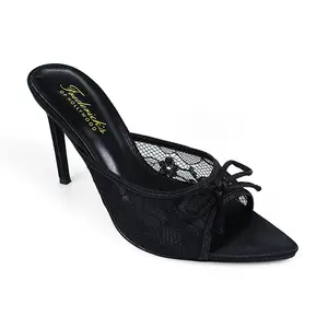 Frederick's Of Hollywood Lacey Pointed Toe Lace Bow Heels