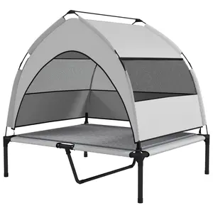 Elevated Dog Bed with Removable Canopy Portable Outside Raised Pet Cot with Cooling Pad Storage Bag 36" x 29.5" x 35" Breathable Comfort Sun Protection Moisture-Proof Elevation