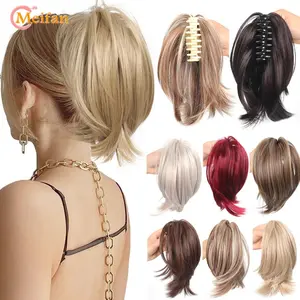 MEIFAN Synthetic Straight Claw Clip Chignon Fluffy Donut Messy Hair