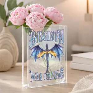 Basgiath War College Acrylic Book Vase, Fourth Wing Flower Vases, Reader Bookshelf Decor