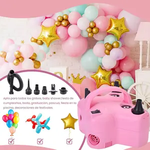 Butterfly electric automatic double-hole balloon pump-fast inflator is suitable for weddings, parties and sports | durable and compact design with ergonomic handle, pink color and balloon accessories.