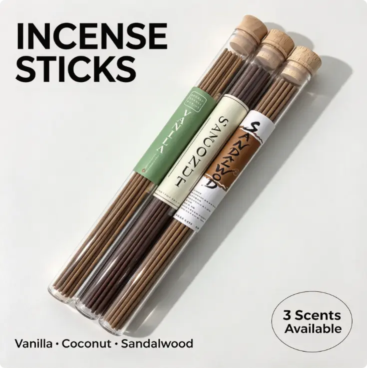 Premium Home Fragrance with Sandalwood, Coconut, Vanilla Scents herbal diffuser sticks