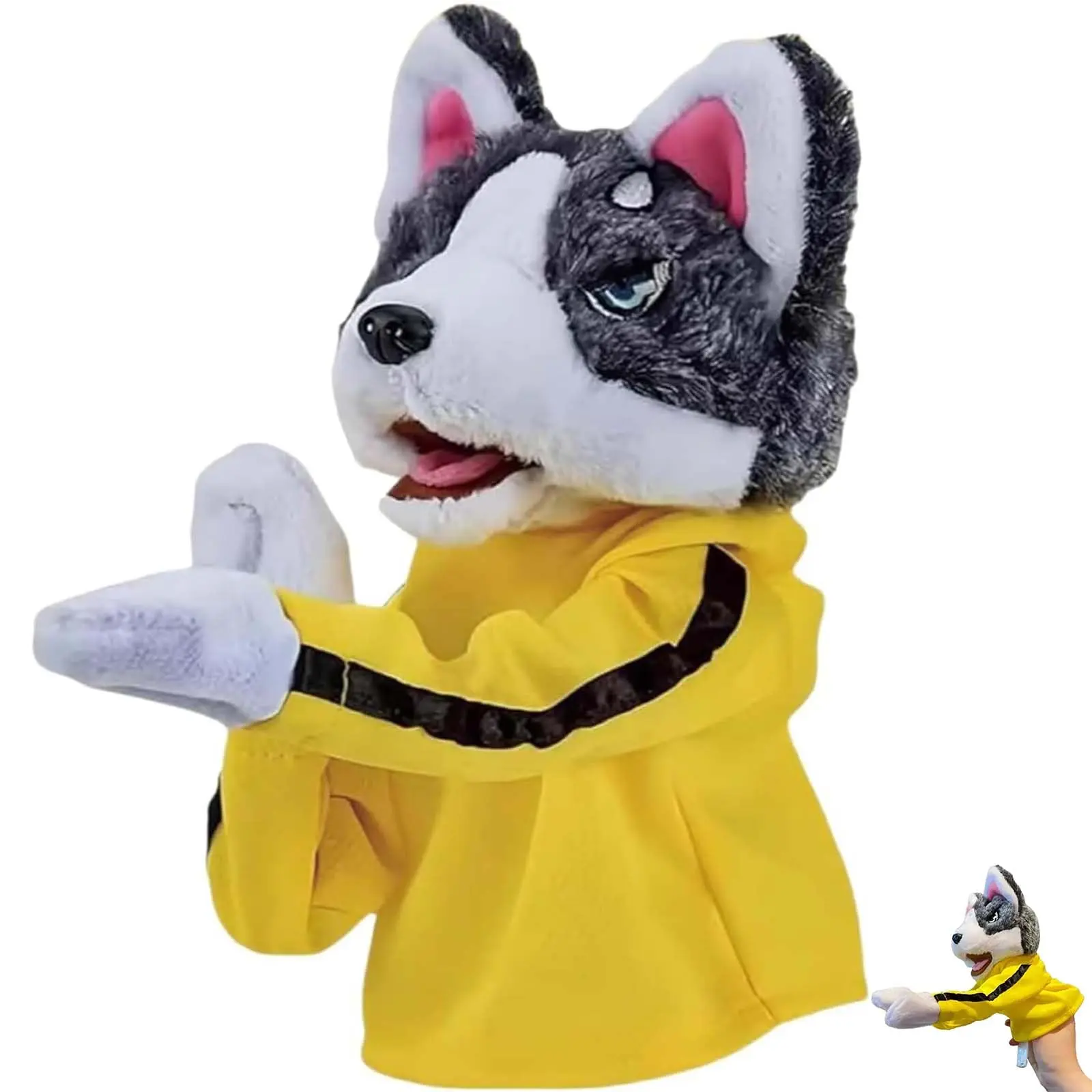 Kung Fu Husky, Punching Puppet, Dog Hand Puppet Boxing Puppets, Kung Fu animal Toy Husky Gloves with Sounds and Boxing Action, Boxing Puppet for Kids & Gifts.
