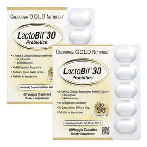 California Gold Nutrition LactoBif 30 Probiotics, 30 Billion CFU, 60 Veggie Capsules (2 Pack)