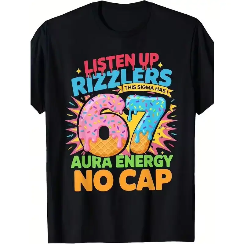 Men Funny Sigma Rizzlers Graphic T Shirt Number Design With Sprinkles Listen This Energy Slogan Casual Streetwear Round Neck Tee For Parties