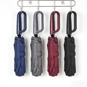 1pc Automatic Folding Backpack Umbrella, Portable Rain Umbrella with Ring Buckle, Hangs on Bag, Unisex Windproof Waterproof Umbrella