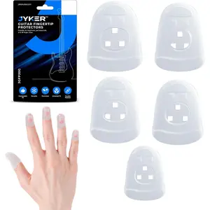 Guitar Finger Protector - Finger tips Guard 5 Sizes Thimble Finger Pads Grips Comfort Soft Silicone Ultimate Protection for Guitarists Sorting Task Embroidery Paperwork Carving Sewing