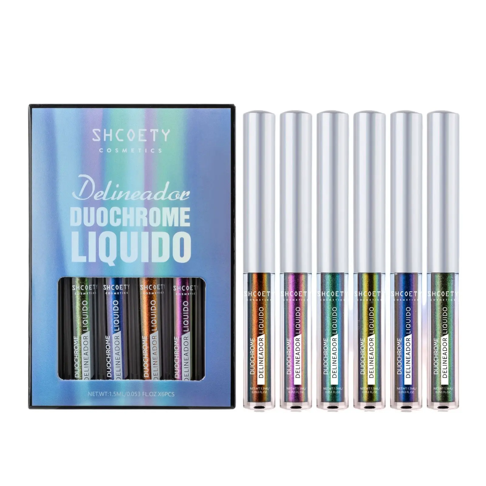 Glitter Liquid Eyeliner, Metallic Change Color Rainbow Eyeliner Gel MultiColor Highly Pigmented Waterproof Longer-Lasting Colorful Eye Liner Gift Kit for Women and Girls