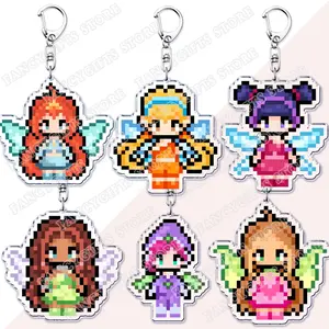 Winx Club Pixel Fairy Keychain, accessory for bags, Stella Musa Tecna fairy bag charm, magical keychain for girls, jewelry, gifts for magic fairy fans