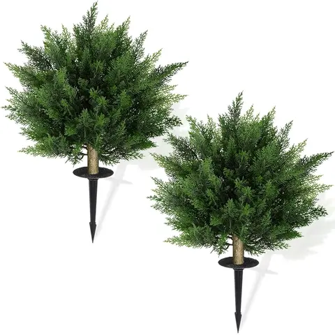 2Pack Artificial In-Ground Cedar Cypress Boxwood Circular Courtyard Garden Front Porch Staircase Original Decoration faux plants Ornaments Decorative Fruit