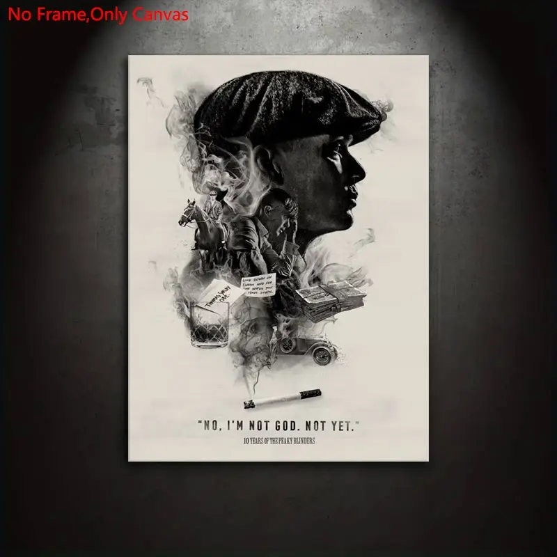 1 piece/set frameless canvas painting print poster, Art Prints, Classic minimalism vintage collage sketch art, Peaky Blinders Im Not God, Unframed wall art, perfect gift for TV series lovers, ideal for bedroom,bathroom,office,living room,mural,wall decor
