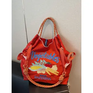 Women's Colorful Vegetables Pattern Tote Bag, Fashionable Large Capacity Crossbody Bag for Work & Daily Used, Casual Trendy Versatile High-quality Daily Commuting Bag, Carry All Tote