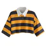 Women's Streetwear Loose Striped Collared Polo Shirt, Fashion Versatile Aesthetic Summer Short Sleeve Top, Y2K Style, Casual Fit, Breathable Lightweight, Perfect for Daily Wear, Summer Tops