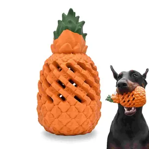 PETOPIA Pineapple Dog Chew Toy for Aggressive Chewer Natural Rubber Dog Treat Dispenser Large Tough Dental Teeth Cleaning Toy for Large and Medium Breed Dogs