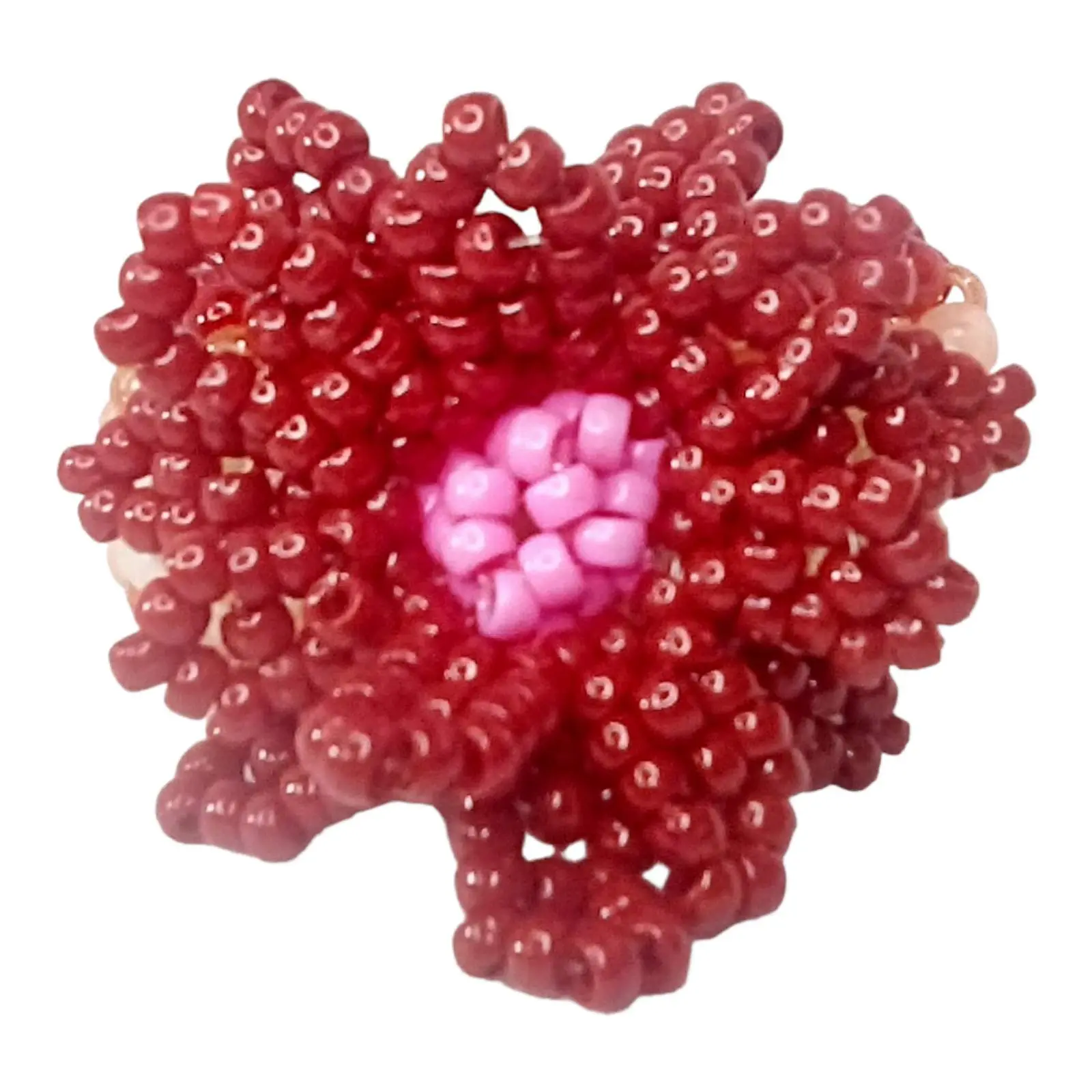 3d Kandi Cuff Red Flower On a Clear w/ Red Sparkle and Orange Glow Beads-EDC Flowers Ready to Rave