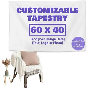 Custom Polyester Tapestry - Personalized Backdrop Wall with Uploadable Image/Text Prints, Size-Optional Cotton-Linen Decor for Living Room, Bedroom Banners and Signs