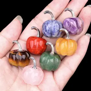 Natural Crystal Carving Mini Pumpkin Gemstone – Creative Halloween