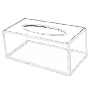 Clear Tissue Box Acrylic Rectangular Napkin Holder Desktop Storage Container for Home Bathroom Office Desk Organizer for Facial Tissues Transparent for Case