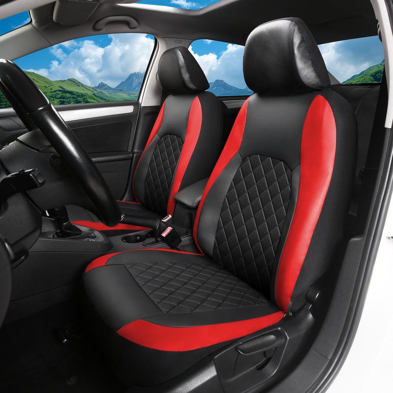 PU Leather Car Seat Covers for 2/5 Seats, Universal Car Seat Protectors, Suitable for Most Auto Truck Van SUV, Airbag Compatible, Protects Against Spills & Scratches, Car Interior Kit, Car Accessories, Auto Accessories, Black/Red/Gray Front & Rear Covers PU Leather Car Seat Covers for 2/5 Seats, Universal Car Seat Protectors, Suitable for Most Auto Truck Van SUV, Airbag Compatible, Protects Against Spills & Scratches, Car Interior Kit, Car Accessories, Auto Accessories, Black/Red/Gray Front & Rear Covers