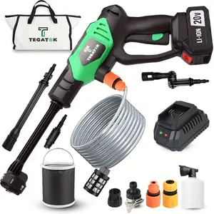 Tegatok Cordless Handy Pressure Washer,  with 4.0Ah Battery and 6-in-1 Nozzle for Car/Garden/Floor/Fence Cleaning and Watering