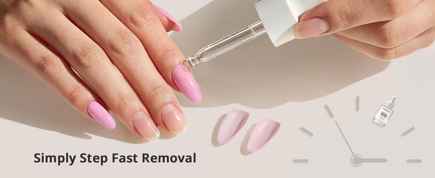 BTArtboxnails Press On Nails Glue Remover Set - Acetone-Free, Odorless,4-in-1 Cuticle Care Pen, Gentle & Non-Irritating Quick Apply & Remover for Fake Nails