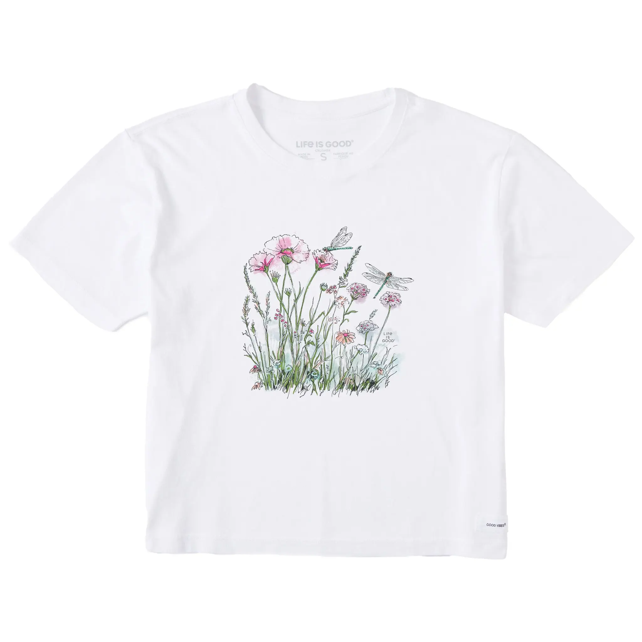 Women's Dragonfly Wildflowers Short Sleeve Crusher Boxy Tee