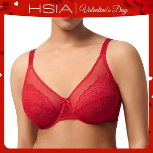 Live Exclusive HSIA Enchante Full Coverage Floral Lace Unlined Plus Size Comfort Non-padded  Underwire Bra