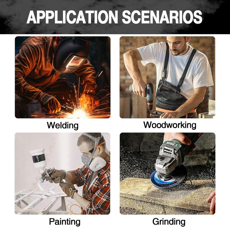 Industrial Reusable Gas Mask – Professional Dual Respirator Face Mask with 16 in 1 Safety Set, Filter Cartridge, Goggles, Dust-Proof Protective Mask for Paint Spray, Chemical Workplace Safety