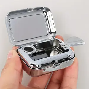 Mini Portable Stainless Steel Ashtray with Lid, Durable Ashtray for Indoor Outdoor Use, Modern Home & Room Decor