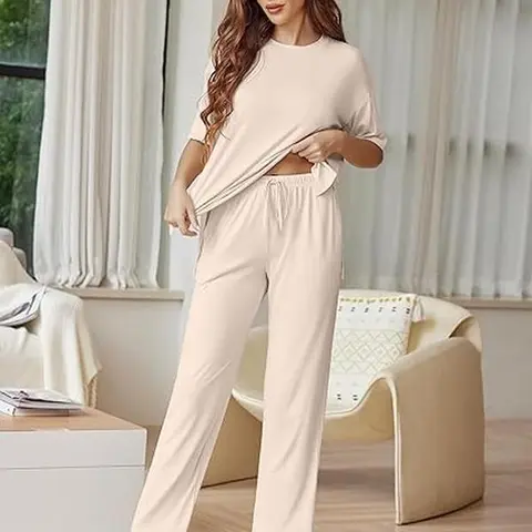 Ekouaer Women's 2025 Summer 2-Piece Fashion Casual Soft Loungewear Set - Oversized Top with Pockets, Hip Biker Shorts, Split Hem, Maternity-Friendly, Airport Outfit