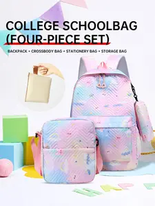 4-Piece Set Large Capacity Student Backpack, Shoulder Bag, Crossbody Bag, Pencil Case, Storage Bag, Ideal for Commute, Travel, School, School Backpacks, College School Backpack