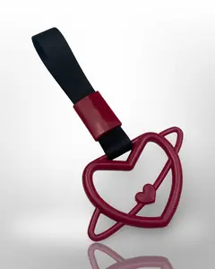 Car Handle / Tsurikawa - Burgundy Infinity Heart, Black Strap
