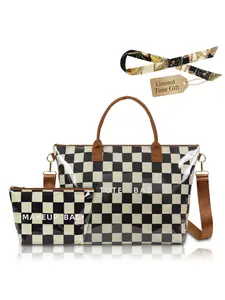 2 Piece Retro Women's PVC Tote Bag Set, Large Capacity Lightweight Shoulder Shopping Bag with Long Strap, Stylish and Portable