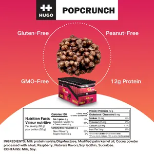Protein Snacks POP Crunch Bites - Chocolatey Flavor with Raspberries,Gmo-Free,Gluten-Free,Peanut-Free, Snack Bonbon Crunchy Dessert
