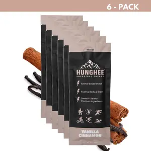 Hunghee Energy Vanilla Cinnamon 6-PACK - Organic Grass-Fed Ghee Packets Raw Honey & Sea Salt Healthy Snack