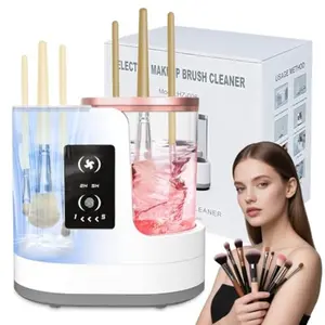 Portable USB Automatic Makeup Brush Cleaner with Drying Rack, Fits All Sizes Eyeshadow Contour & Cosmetic Brushes, Cleans over 3 Brushes at Once, Brush Cleanser, Makeup Brush Washer