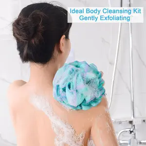 Ultra Soft Gradient Bath Ball, 75g Large Size Design, Durable Non-Spill Easy Lather Rinse, Gentle Skin-Friendly, Suitable for Home Daily Use