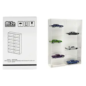 Showcase 12 Car Display Case Wall Mount with White Back Panel "Mijo Exclusives" for 1/64 Scale Models