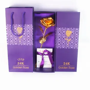 24k Rose Foil Gift Box, Mother's Day & Valentine's Day Present, Elegant Floral Design, Perfect for Special Occasions, Beautiful Gift Box