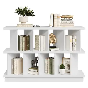 8 Cube Open Storage Bookshelf, Storage Organizer with 10 Removable Back Panels, Multi-Functional Bookcase Shelf for Living Room, Bedroom, Entrance Hall & Home Office