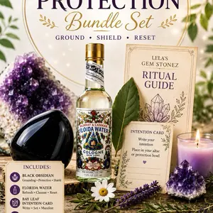 Spiritual Cleansing & Protection Florida Water Cosmetic Starter Kit - Black Obsidian Tumble, Aroma Crystal, Facial Fragrance, House Cleaner, Spiritual Incense, Scent Freshener for All Skin Types