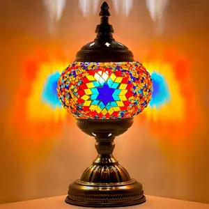 Kaleidoscope Dreams: Vibrant Rainbow Table Lamp with Mosaic Glass
