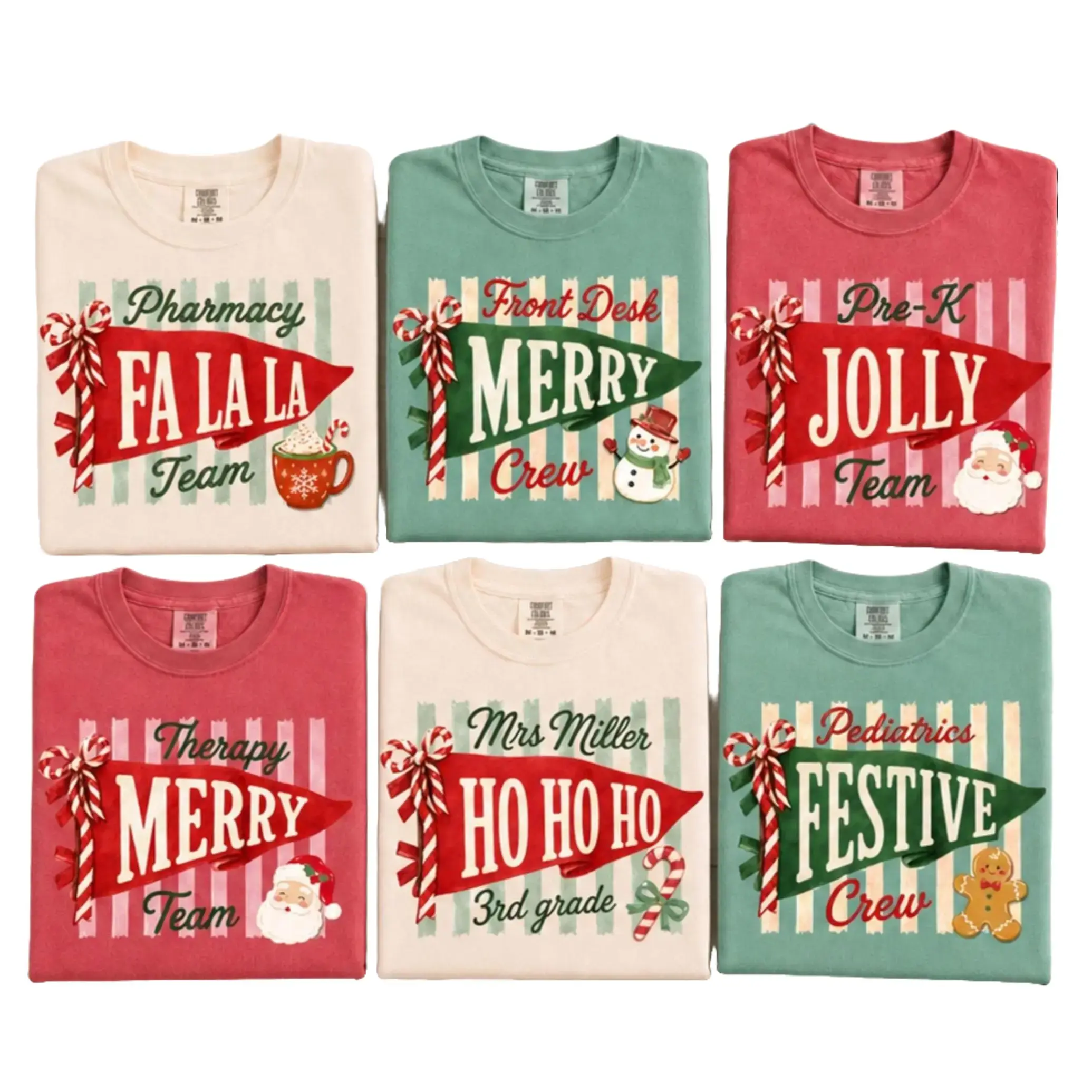 Comfort Colors Personalized Christmas Shirt, Custom Matching Christmas Shirt for Family Team Crew, Merry Holiday Graphic Tee