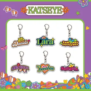 Katseye International Girl Group Acrylic Keychain Pendant, Flash Name Bar Design, Unique Bag Decoration for Fans, Durable Lightweight