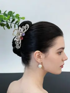 Women's Crystal Shark Clip Hair Accessory, Casual Patchwork Design, All-Season Versatile Stylish Hair Jewelry for Women