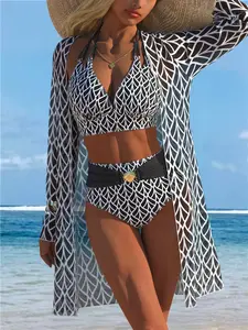 Women's Fashion Split Three-Piece Swimsuit, Stylish Swimwear Set, Summer Swimsuits, Fashion Beachwear Swimwear, Perfect for Beach & Pool, Comfortable & Trendy Design