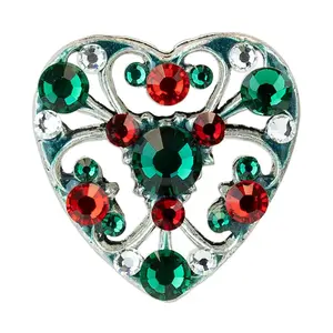 Anne Koplik Lace Crystal Christmas Heart Tie Tack Pin