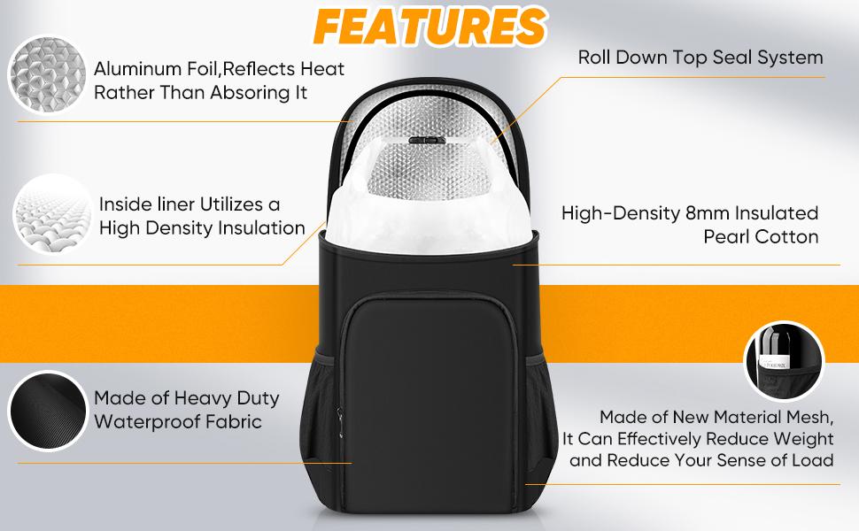 AUSQI Cooler Backpack 33 Cans Backpack Cooler Leakproof Insulated Soft Cooler Bag Beach Camping Coolers,Ice Chest Backpack Lightweight Travel Cooler Lunch Backpack